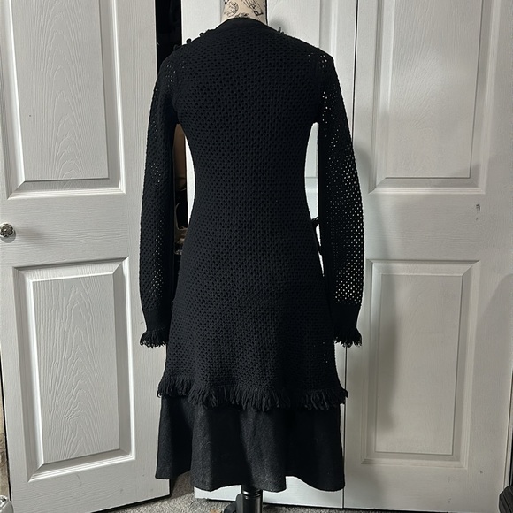 RED Valentino Long Sleeve Knit Fringe & Bow Dress - Picture 4 of 13